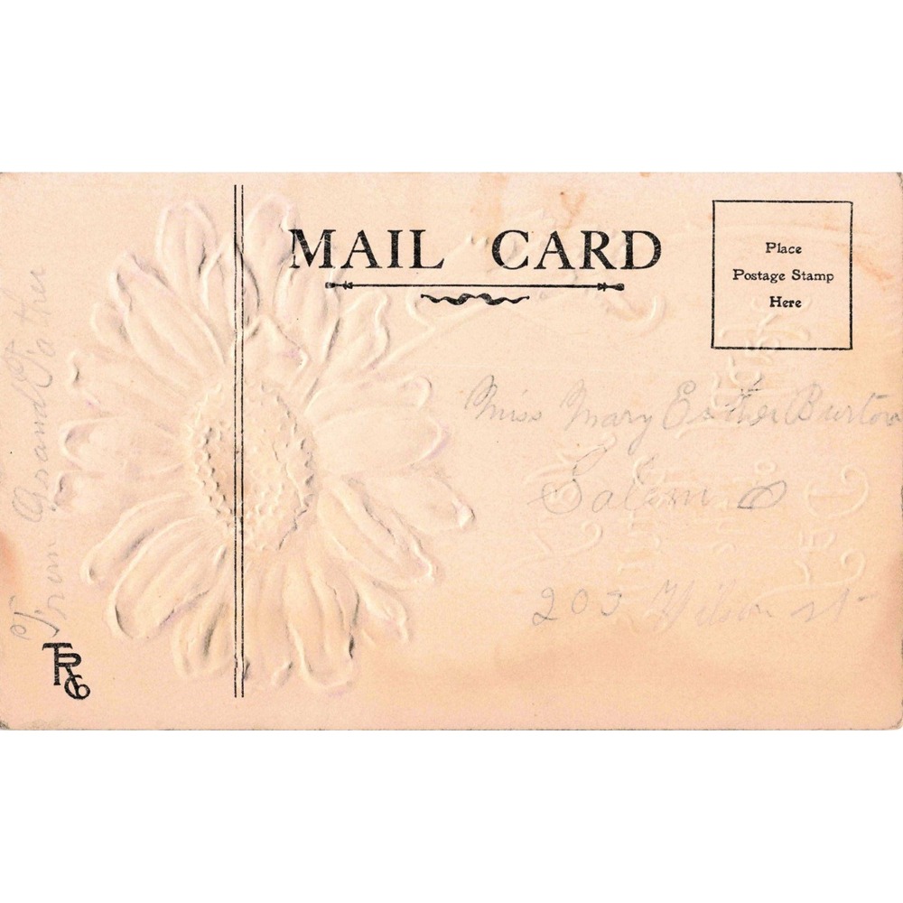 Antique Embossed Postcard Many Happy Returns of the Day Purple Flower A Burton - Picture 2 of 2